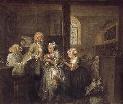 William Hogarth Prodigal son with the old woman to marry oil